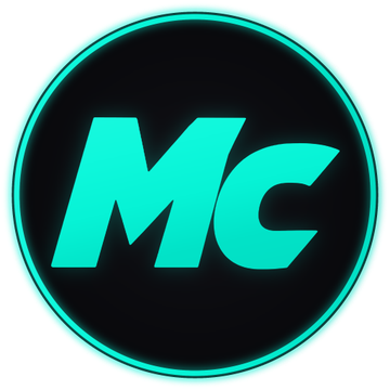 The Mirage Client logo: the letters Mc in neon cyan inside a glowing ring
